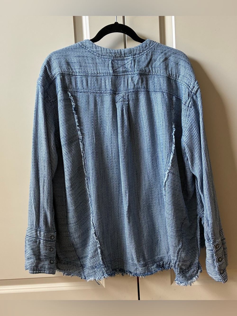 Free People We the Free By The Shore Shirt Indigo Stripe - Picture 4 of 9